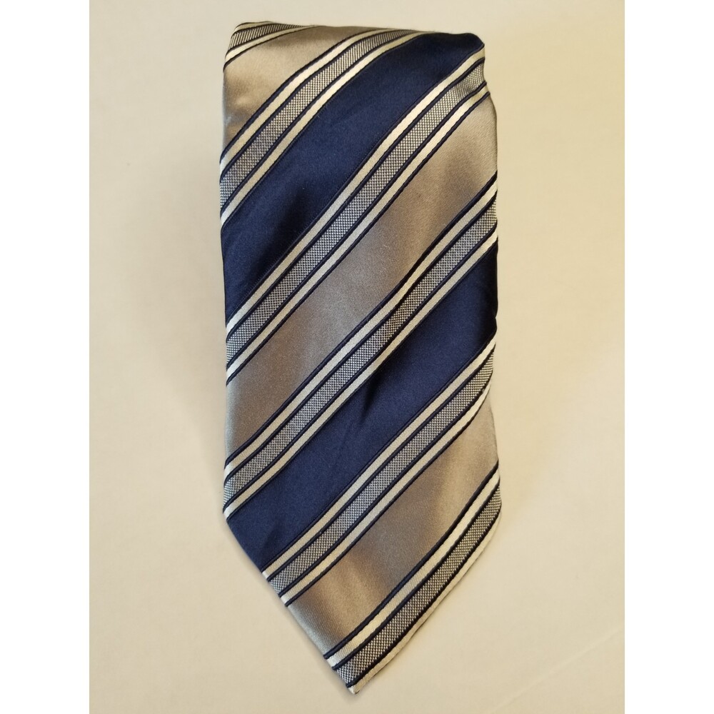 Donald J Trump Signature Collection Neck Tie Blue and Silver Diagonal Stripes